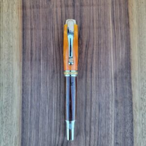 Stylo-plume Barbadás, résine orange / cocobolo
