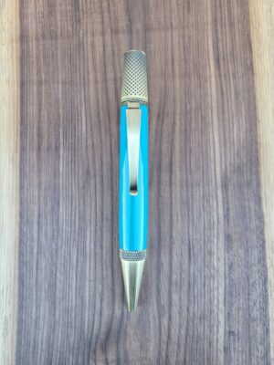 Stylo-bille Samos, galalithe bleue