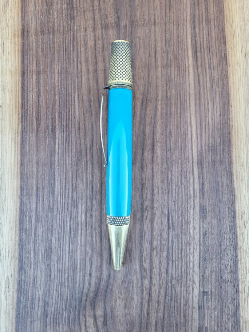 Stylo-bille Samos, galalithe bleue 2 Stylo-bille Samos, galalithe bleue – Image 2