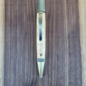 Stylo-bille Samos, loupe de frêne, lamellé-collé vert, jaune & rouge