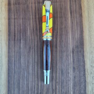 Stylo-plume Barbadás, résine jaune et orange, liseré noir / cocobolo