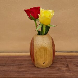 Soliflore en chêne et placage de cocobolo