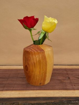 Soliflore en pin géant des Philippines, texturé, liseré bleu/orange