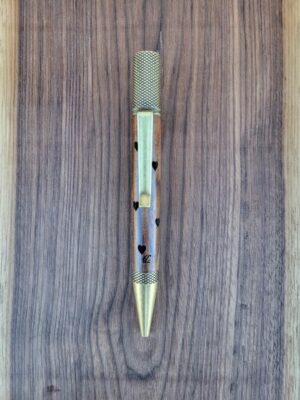 Stylo-bille Castroverde, katalox, coeurs gravés, finition bronze patiné